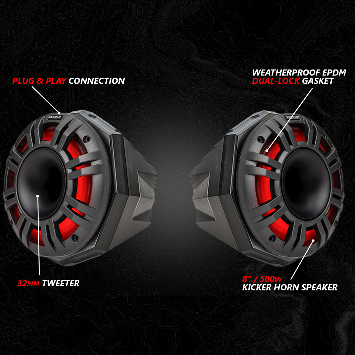 2024 Can-Am® Maverick R, Phase-6 K-Spec 1650watt 6-Speaker System with 8" Horns