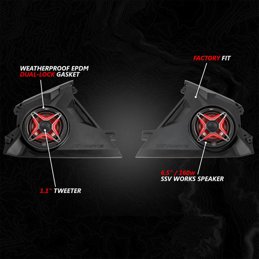 2024-2026 Can-Am® Maverick R, Phase-5 V-Spec 1400watt 6-Speaker Stereo System