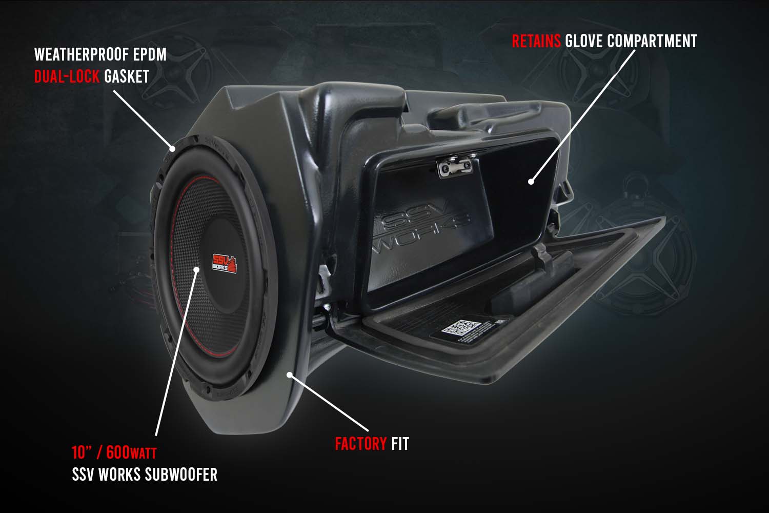2014-2023 Polaris RZR Turbo S Velocity and XP1000 10in Amplified Subwoofer