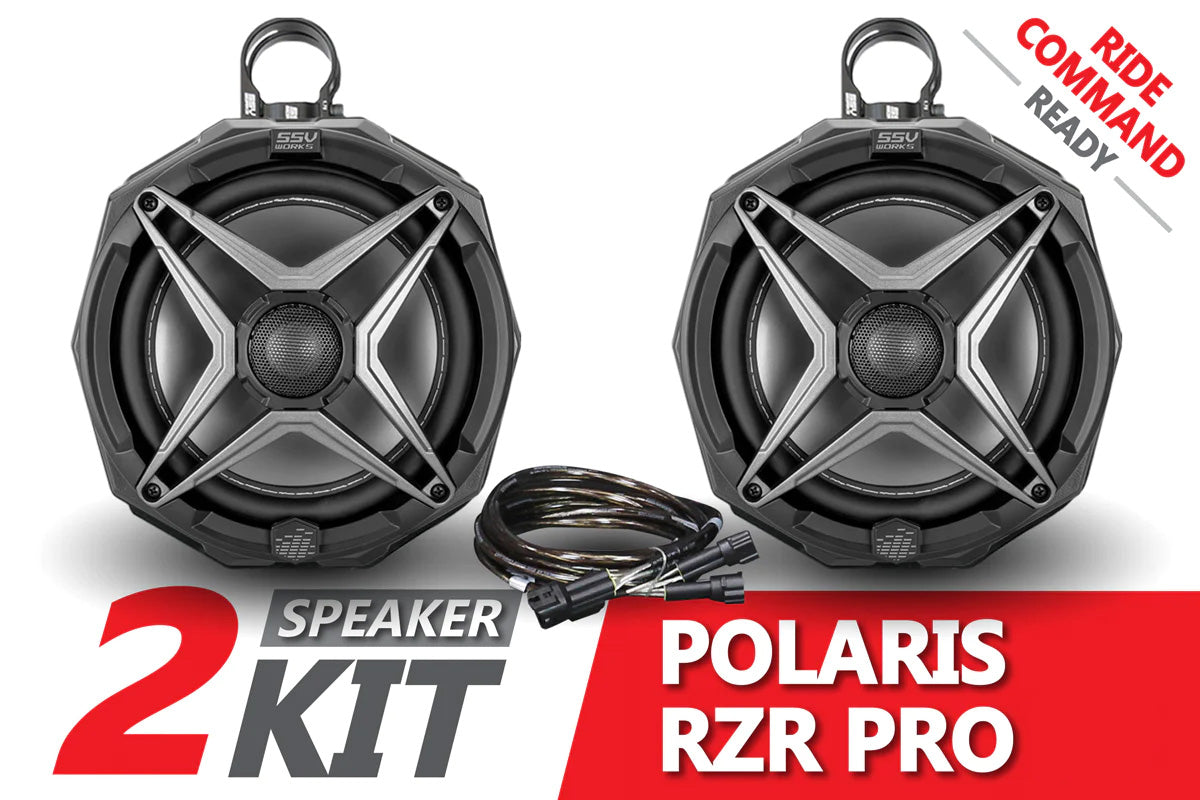 2021-2024 Polaris RZR Pro 8in Cage-Mounted Speaker Pods for Ride-Command