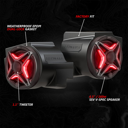 2020-2024 Polaris® RZR PRO Series Phase-5 V-Spec 5-Speaker 1400watt System for Ride Command