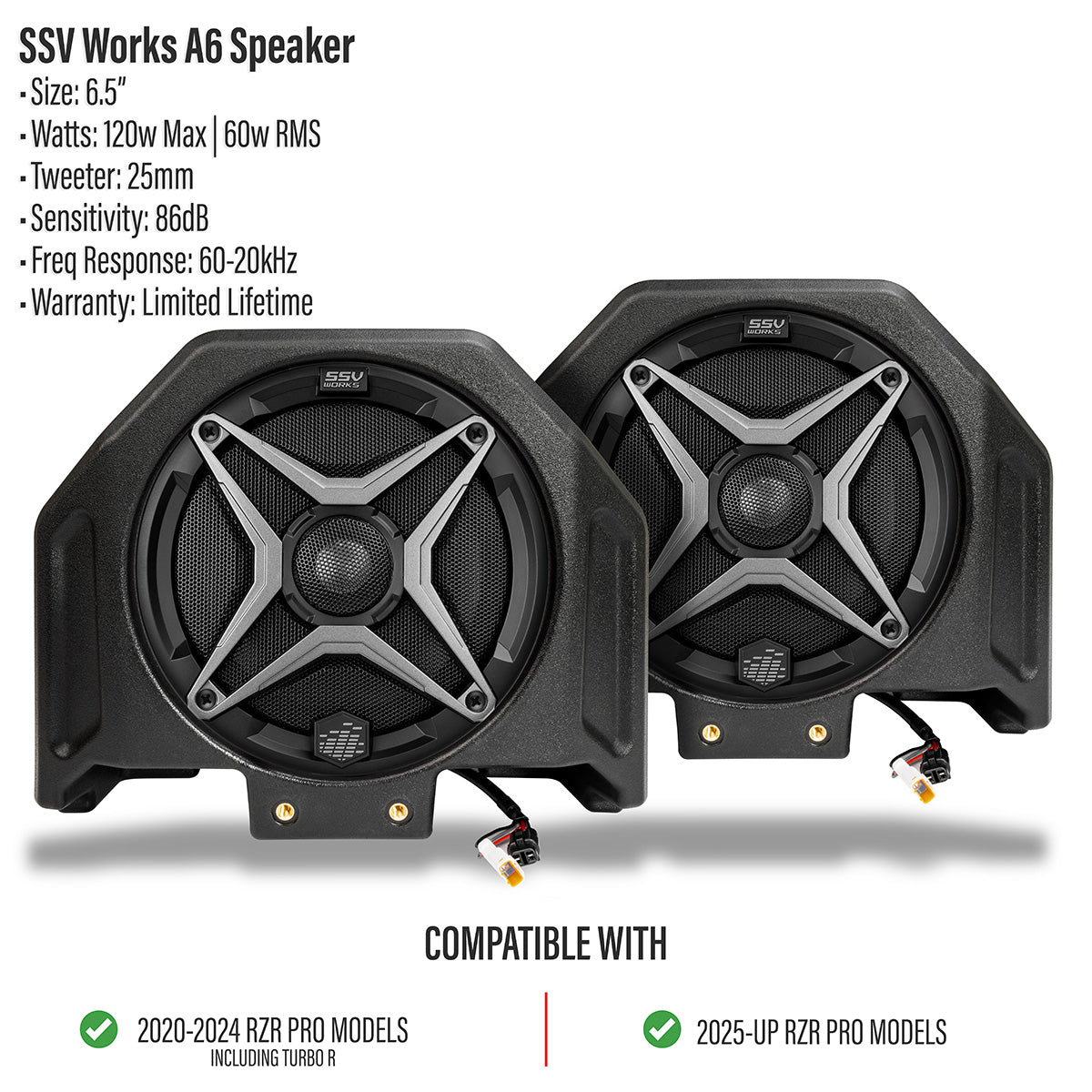 2020-2026 Polaris® RZR Pro R / Turbo R / Pro S / Pro XP 6.5" Rear-Hump Speaker-Pods