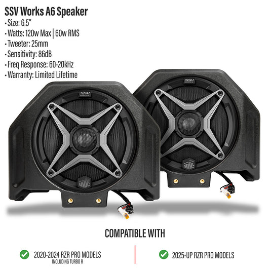 2020-2026 Polaris® RZR Pro R / Turbo R / Pro S / Pro XP 6.5" Rear-Hump Speaker-Pods