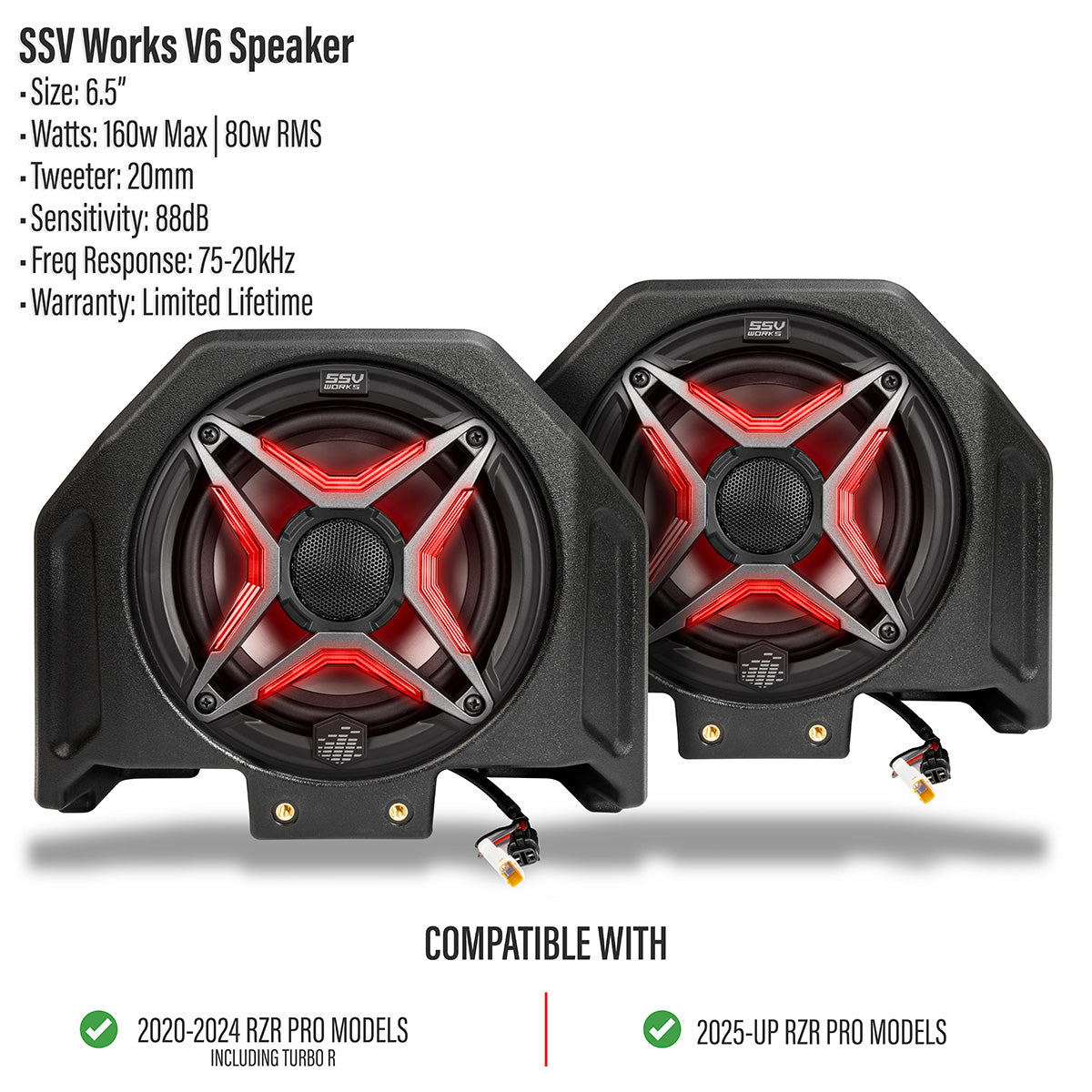 2020-2026 Polaris® RZR Pro R / Turbo R / Pro S / Pro XP 6.5" Rear-Hump Speaker-Pods
