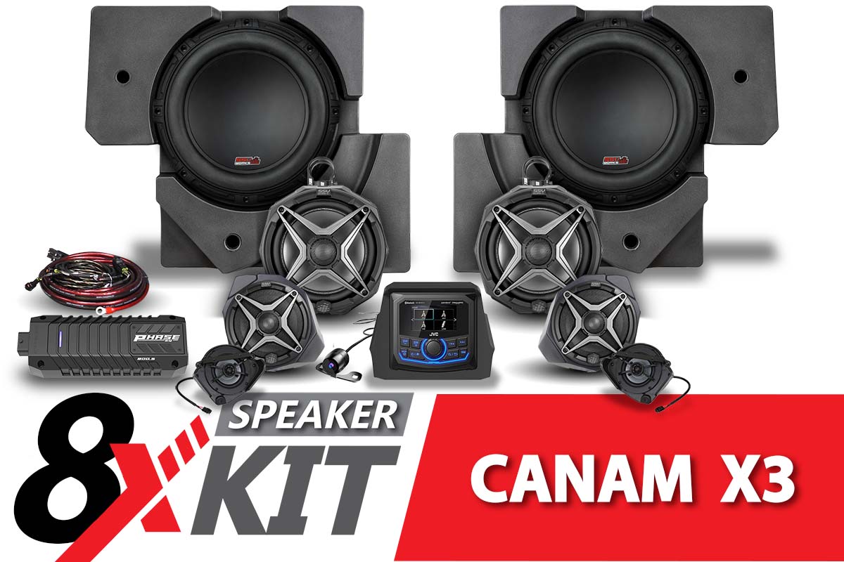 2017-2023 CanAm X3 Phase X 8-Speaker Plug-&-Play kit w/JVC